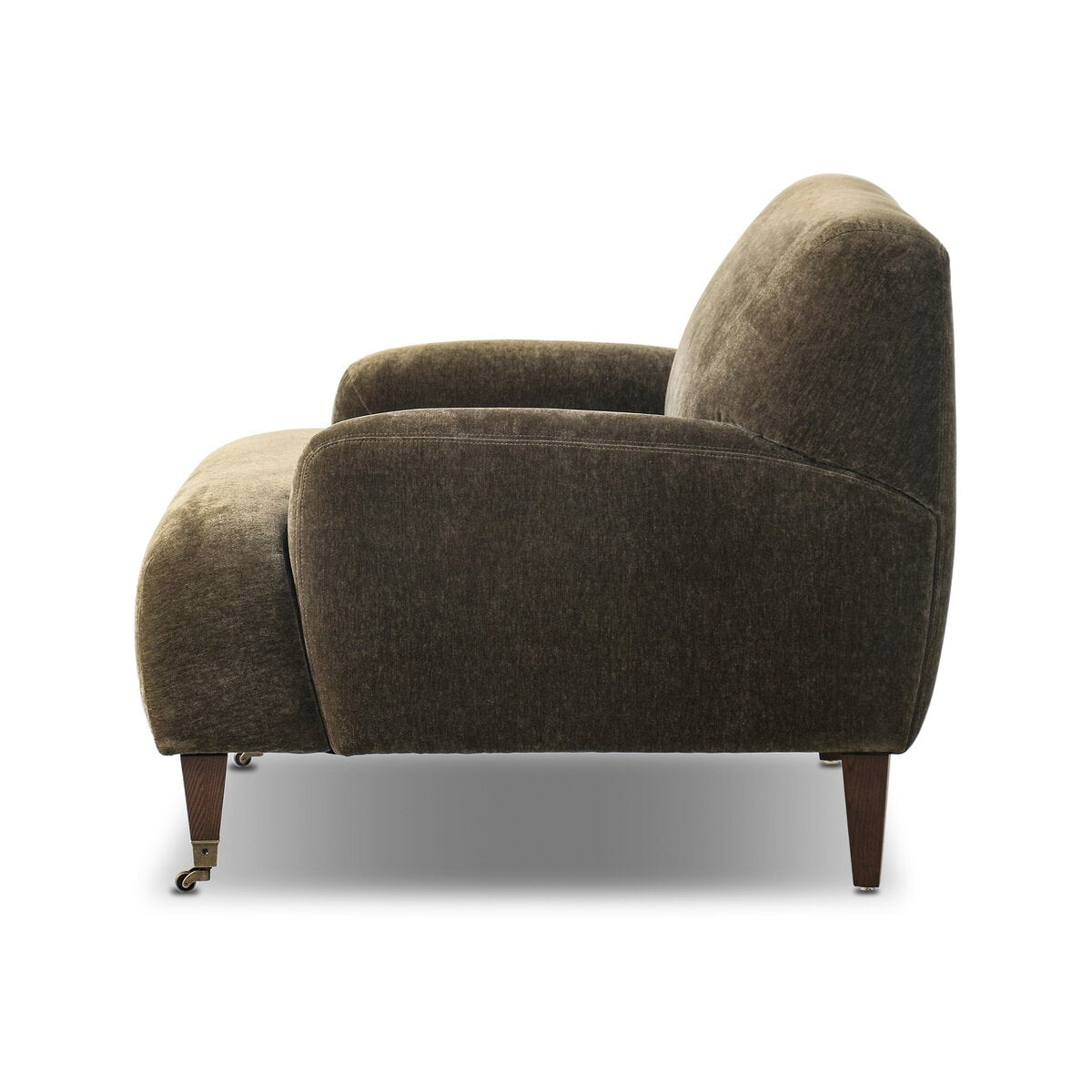 Chenille Accent Chair with Brass Casters