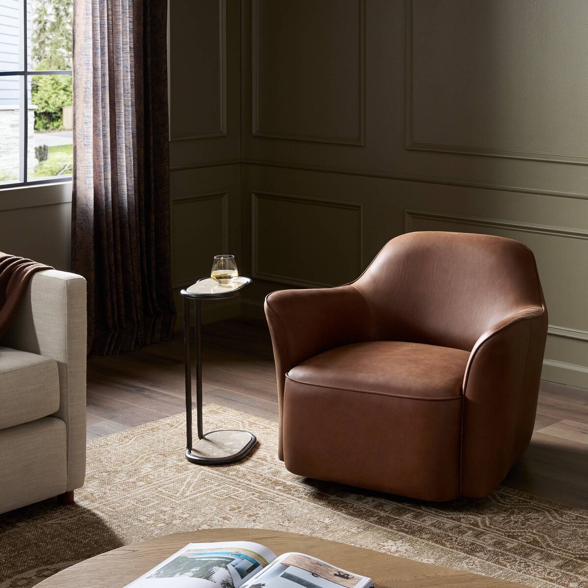 Flared Arm Swivel Chair