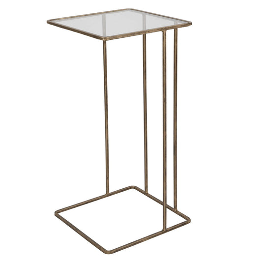 Antiqued Gold & Glass Side Table