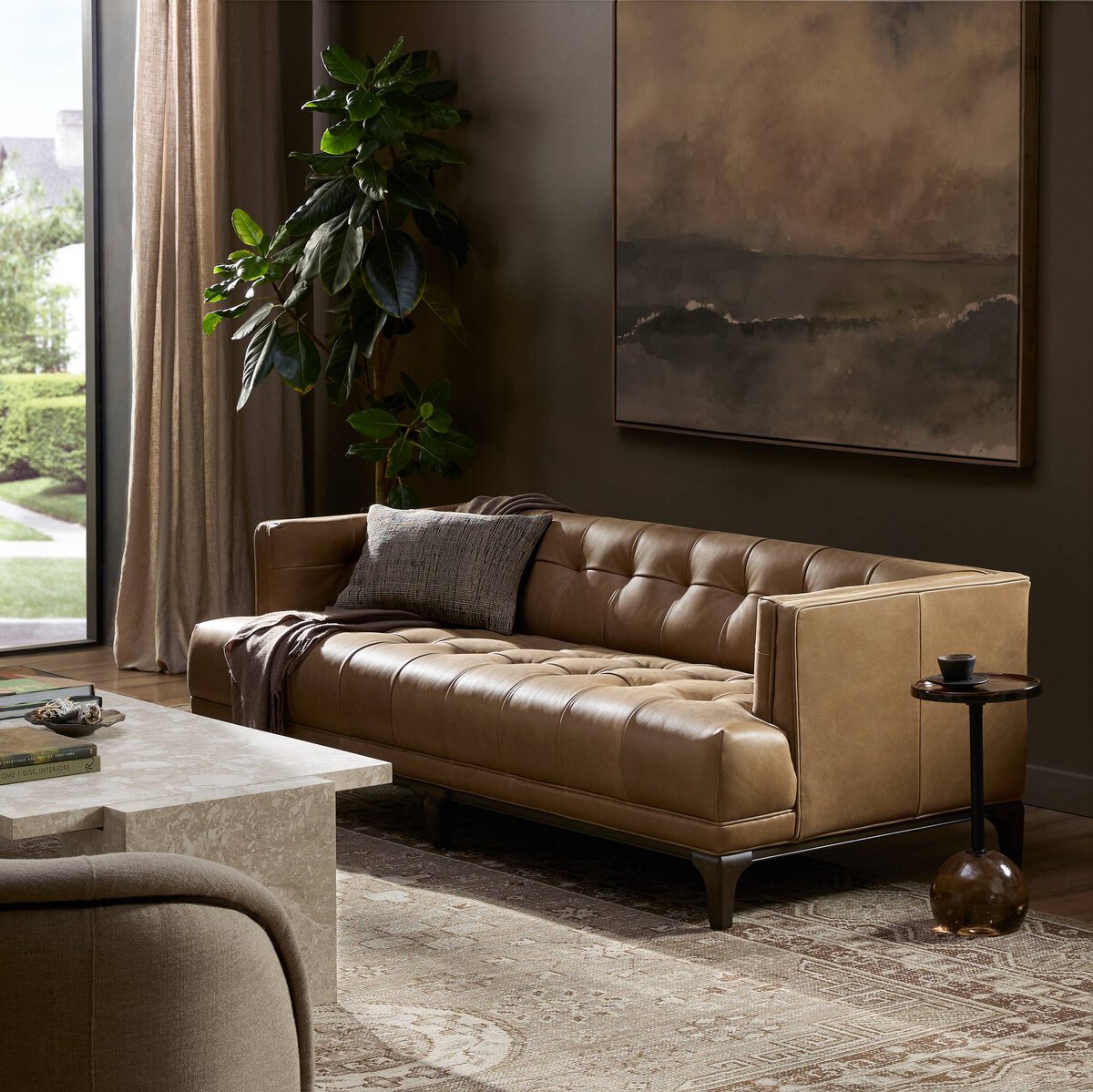 Tufted Sofa with Parawood Base