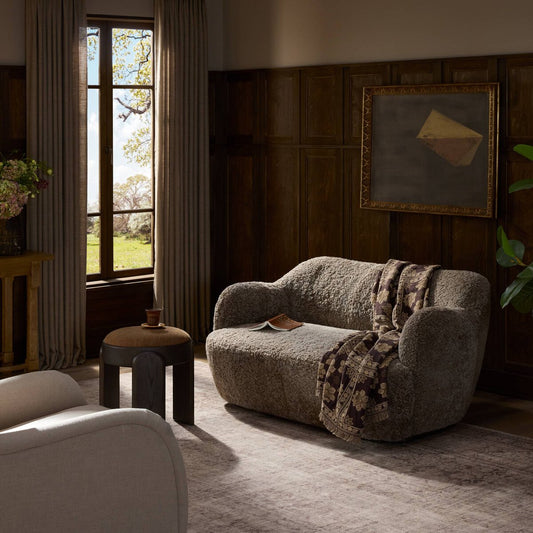 Shearling Loveseat with Enveloped Frame
