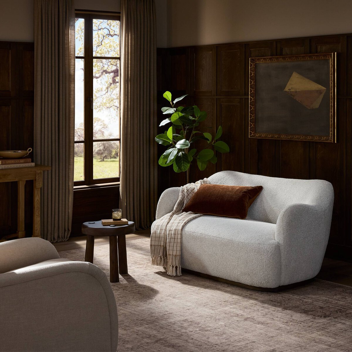 Shearling Loveseat with Enveloped Frame