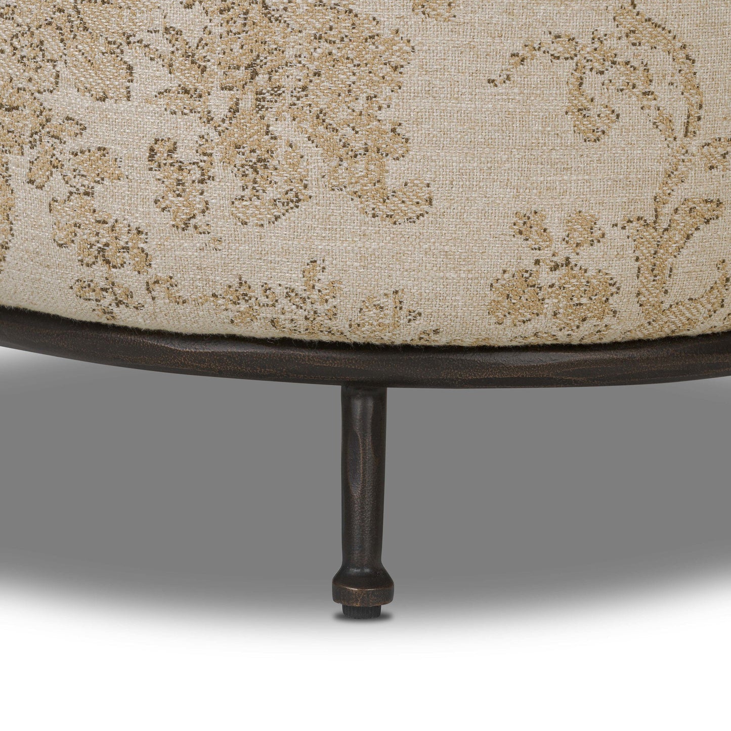 Bolster Back Accent Stool with Hammered Bronze Frame