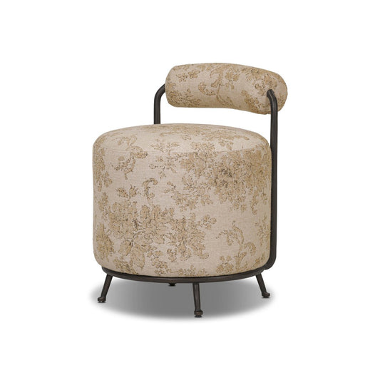 Bolster Back Accent Stool with Hammered Bronze Frame