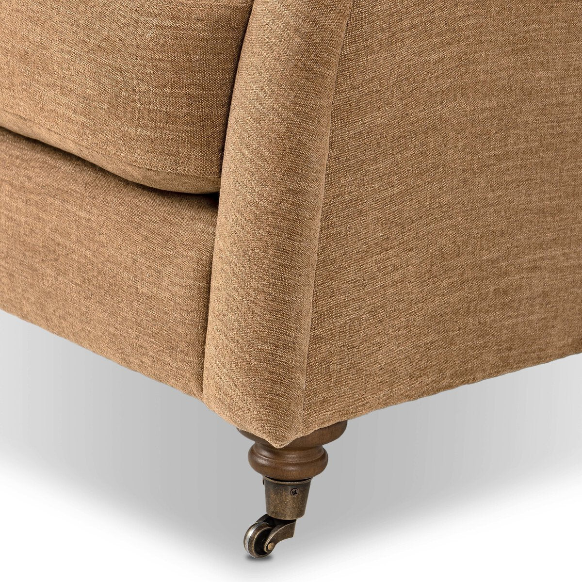 Rolled Arm Accent Chair With Caster Legs
