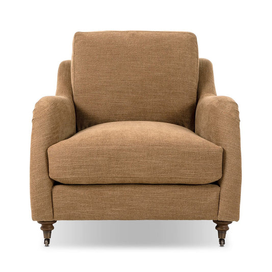 Rolled Arm Accent Chair With Caster Legs