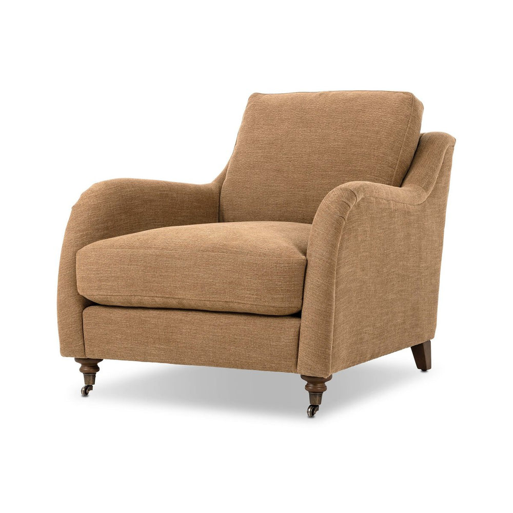 Rolled Arm Accent Chair With Caster Legs