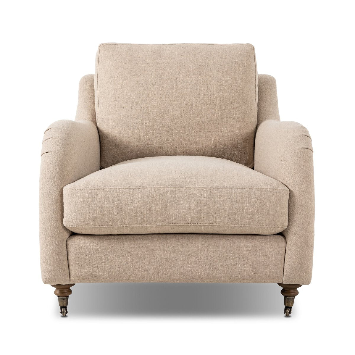 Rolled Arm Accent Chair With Caster Legs