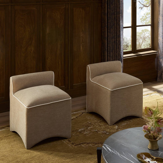 Arched Base Upholstered Stool
