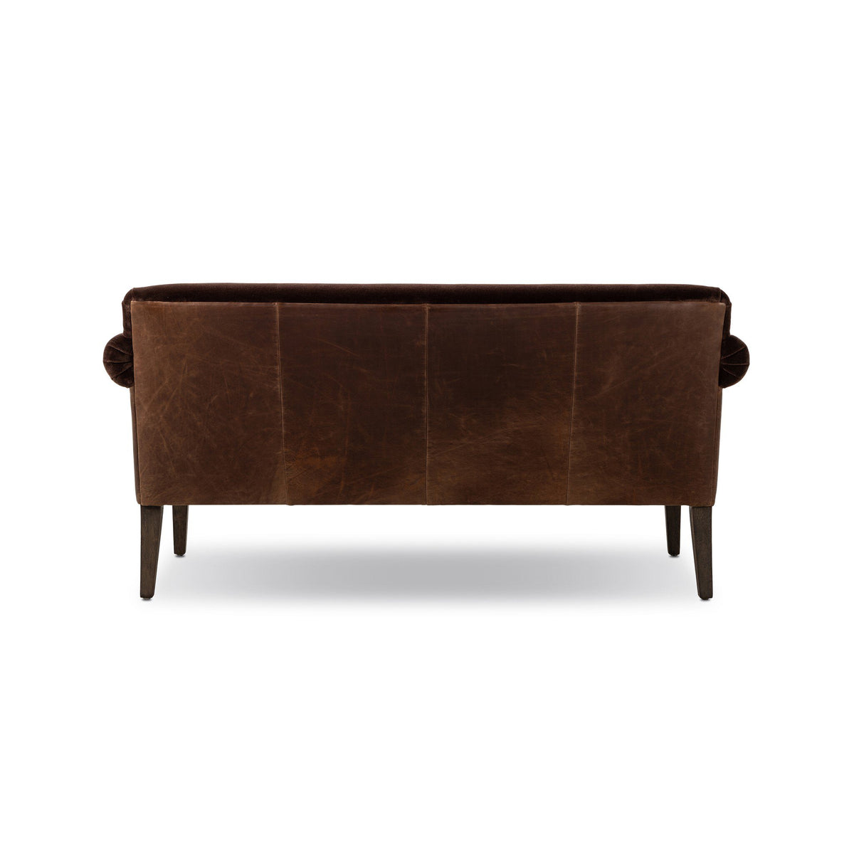 Velvet Loveseat with Leather Detail