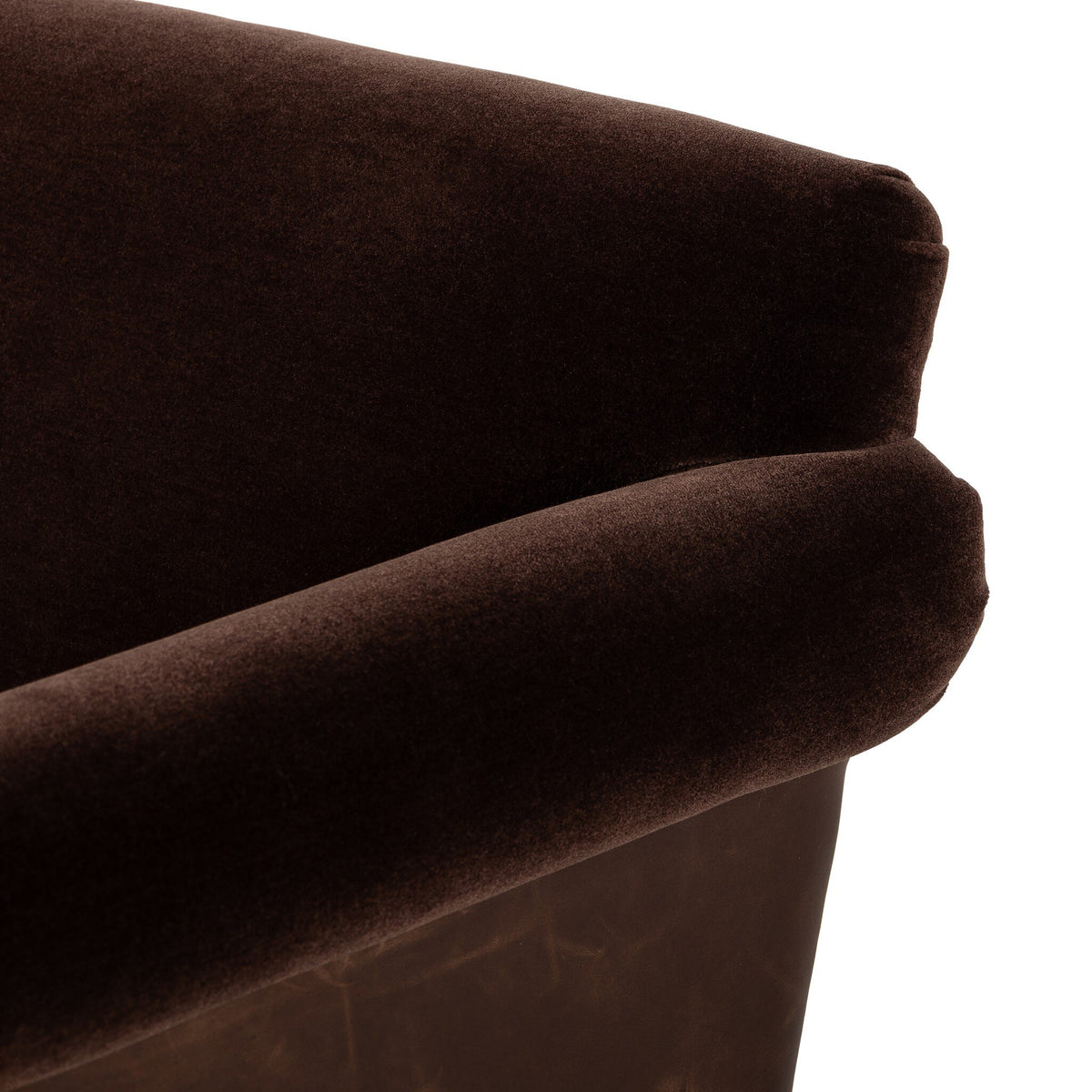 Velvet Loveseat with Leather Detail