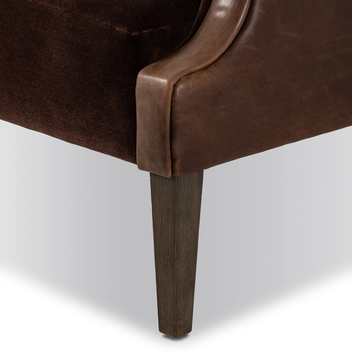 Velvet Loveseat with Leather Detail
