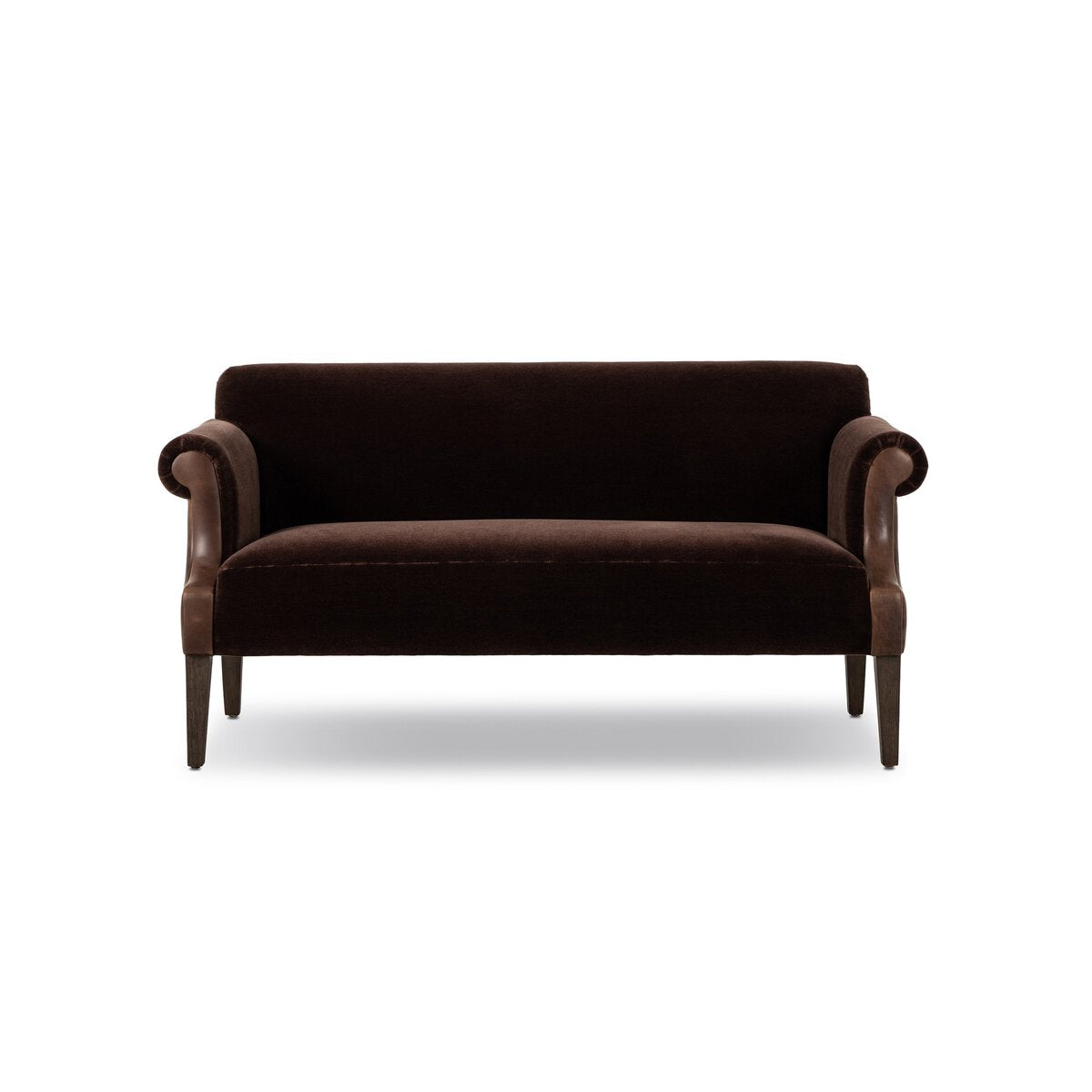 Velvet Loveseat with Leather Detail