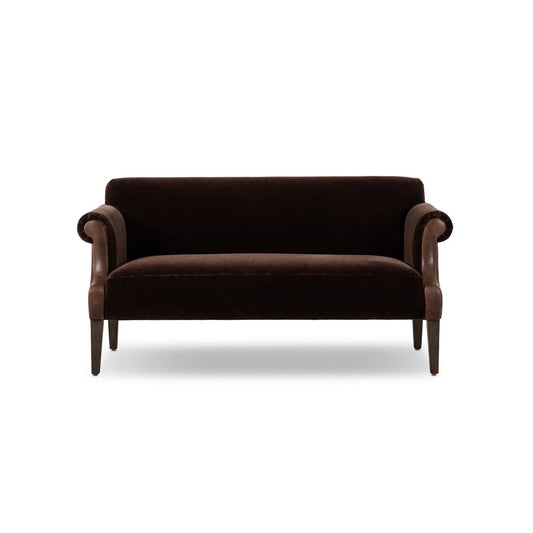 Velvet Loveseat with Leather Detail