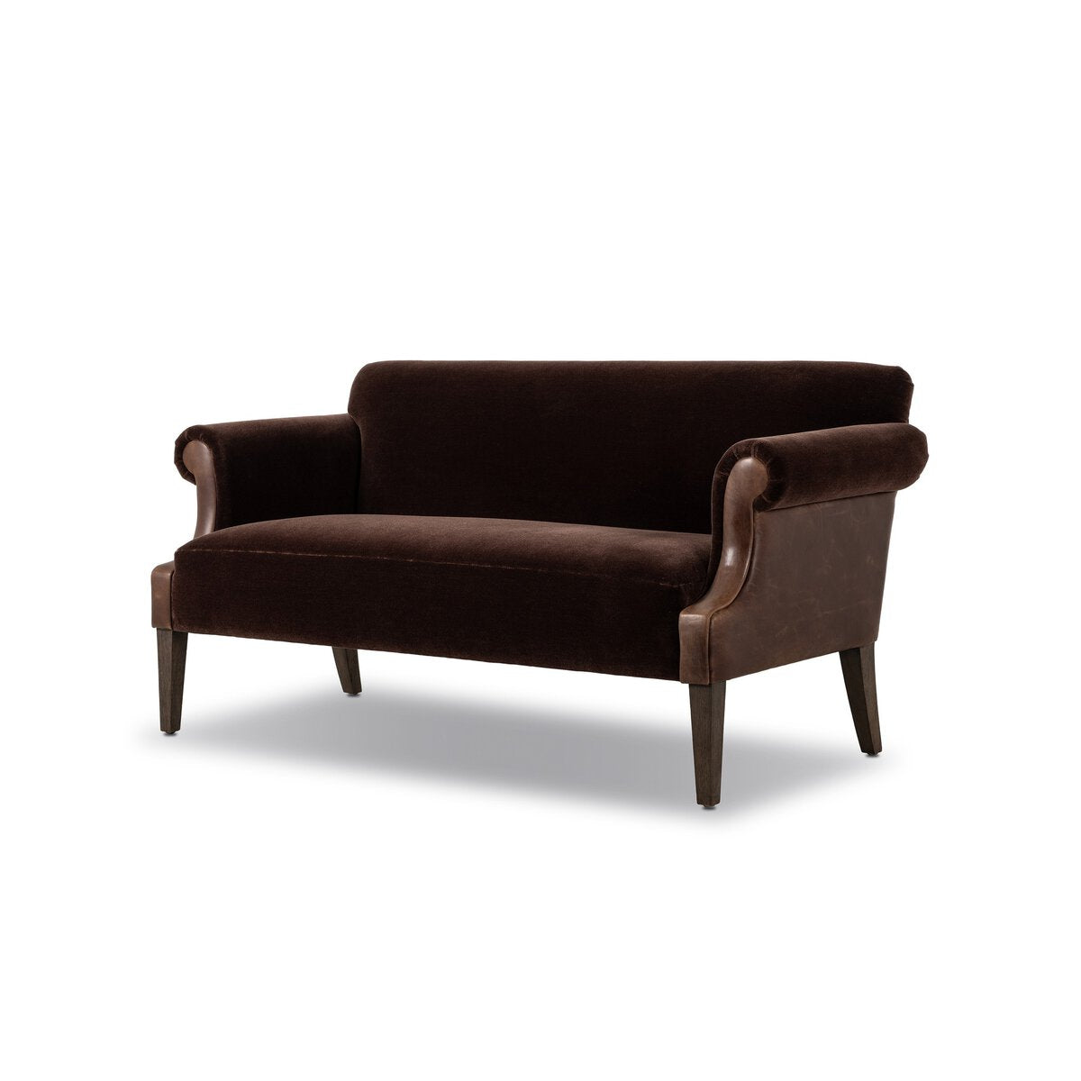 Velvet Loveseat with Leather Detail