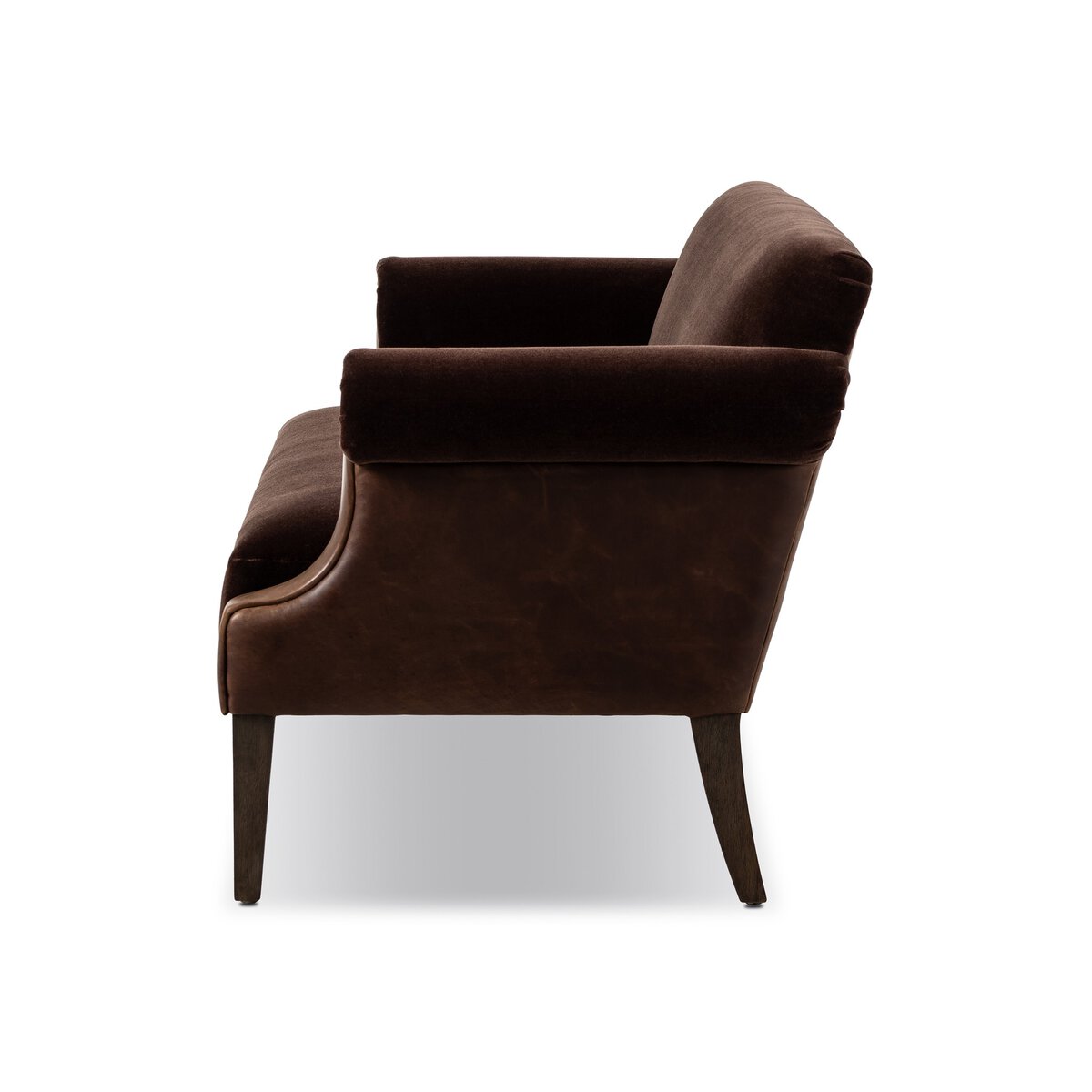 Velvet Loveseat with Leather Detail