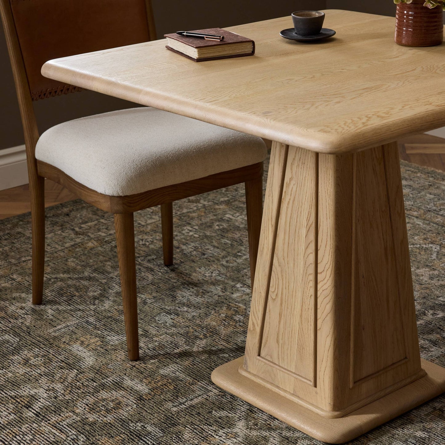 Oak Tapered Base Bistro Table