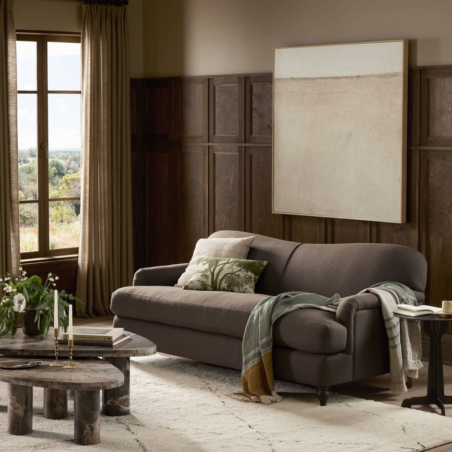 Coffee English Roll Arm Sofa