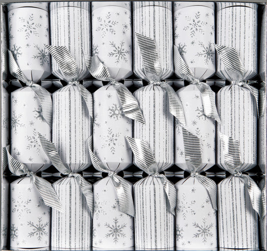 White Snowflakes & Stripes Crackers 12" 6ct