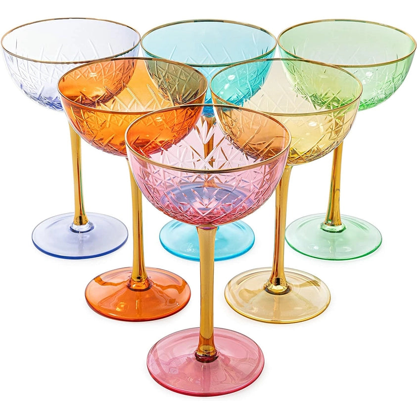 Set of 6 Art Deco Colored Coupes