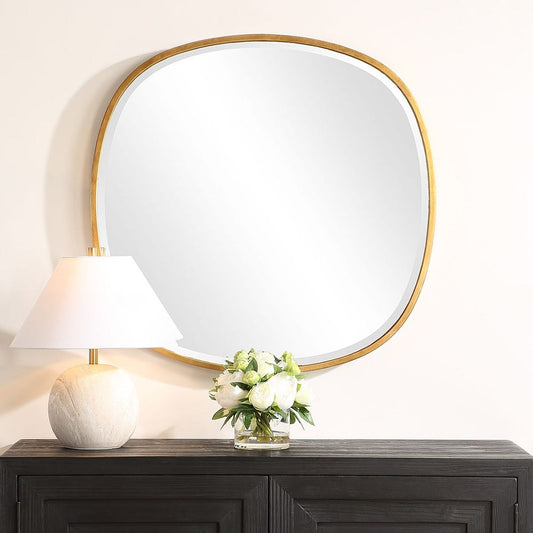 Rounded Gold Leaf Mirror