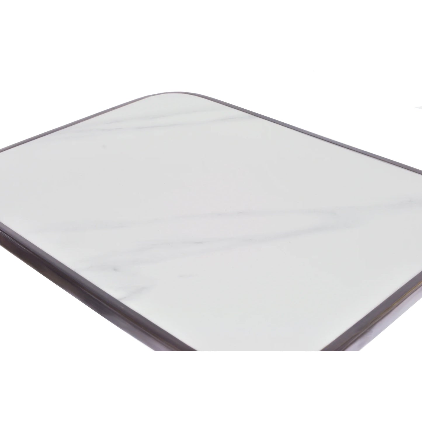 White Ceramic Rectangle Bistro Table with Rounded Corners