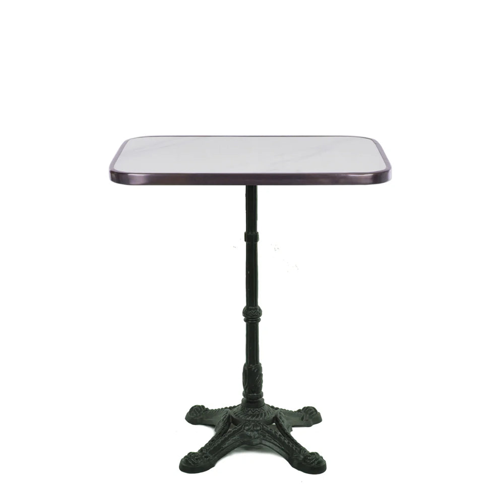 White Ceramic Rectangle Bistro Table with Rounded Corners