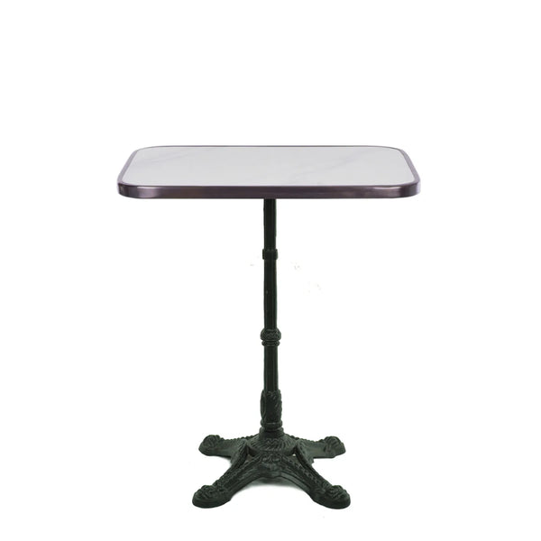 White Ceramic Rectangle Bistro Table with Rounded Corners