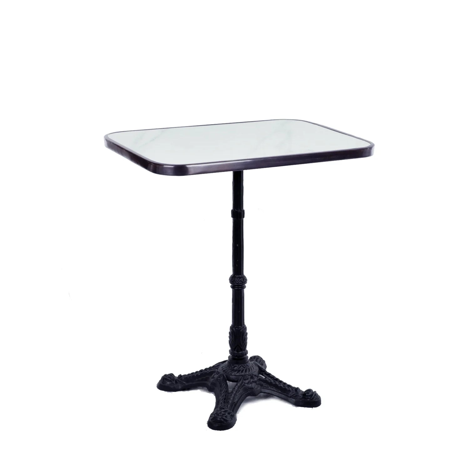 White Ceramic Rectangle Bistro Table with Rounded Corners