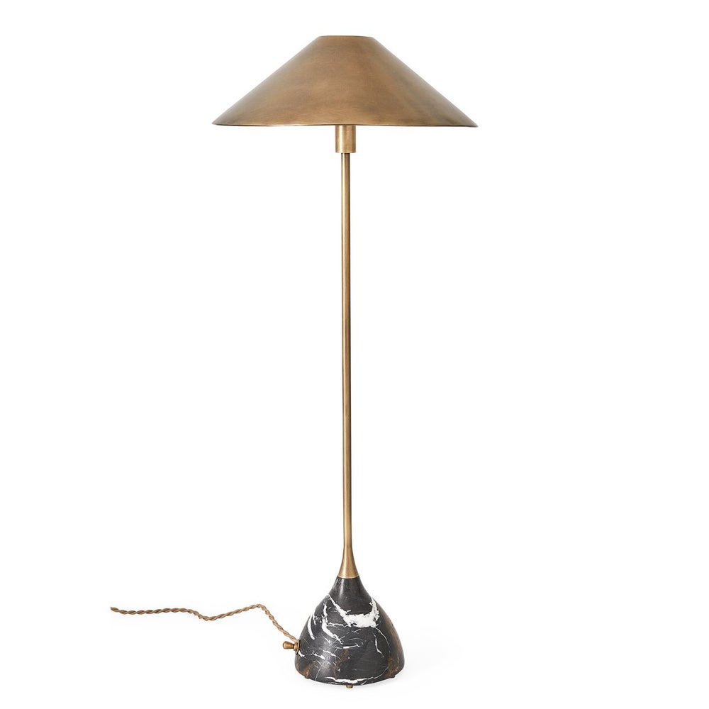 Marble and Brass Buffet Lamp with Metal Shade