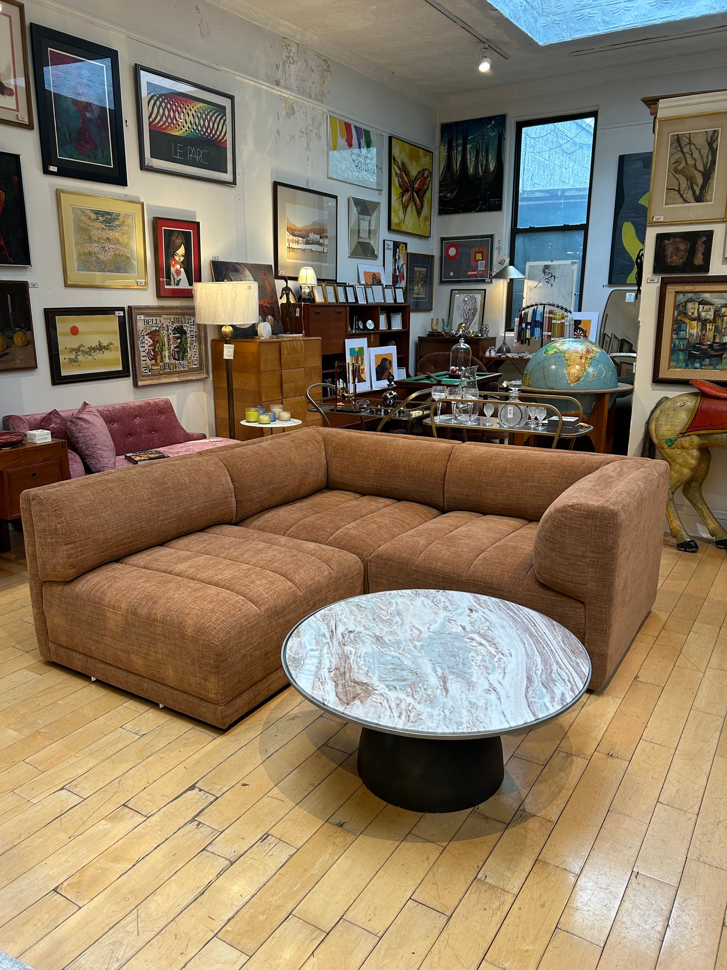 3 Piece Long Sofa with Channeled Seats