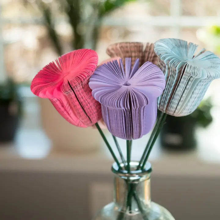 Used Book Paper Bell Flower  Stems