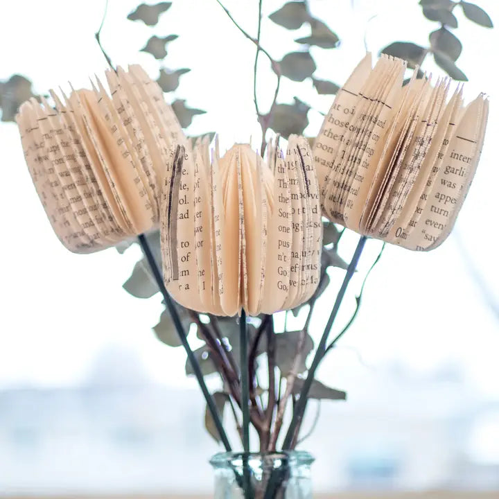 Used Book Paper Tulip Stems