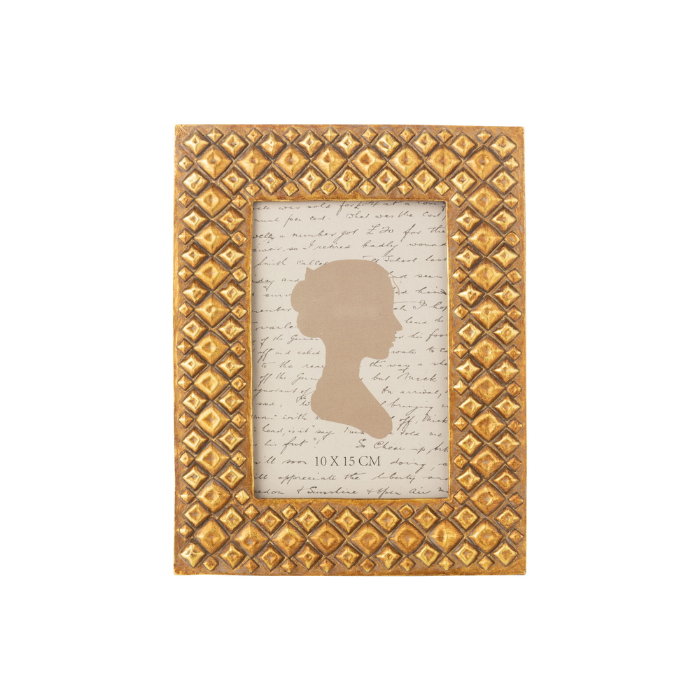 4"x 6" Embossed Diamond Antiqued Gold Resin Frame