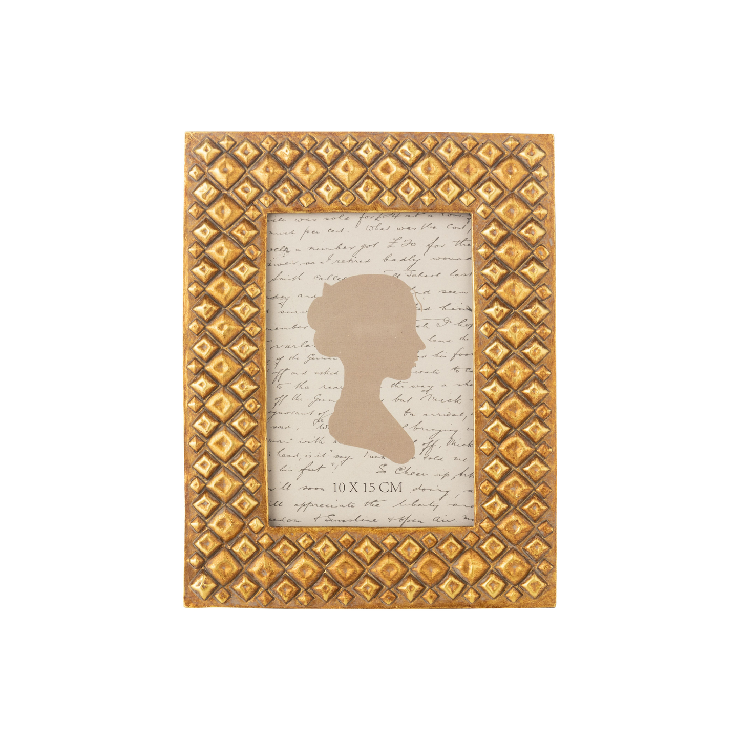 4"x 6" Embossed Diamond Antiqued Gold Resin Frame