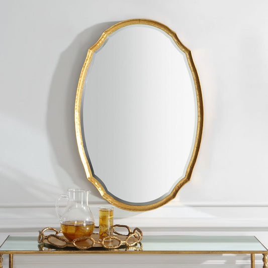 Oval Hammered Gold Mirror