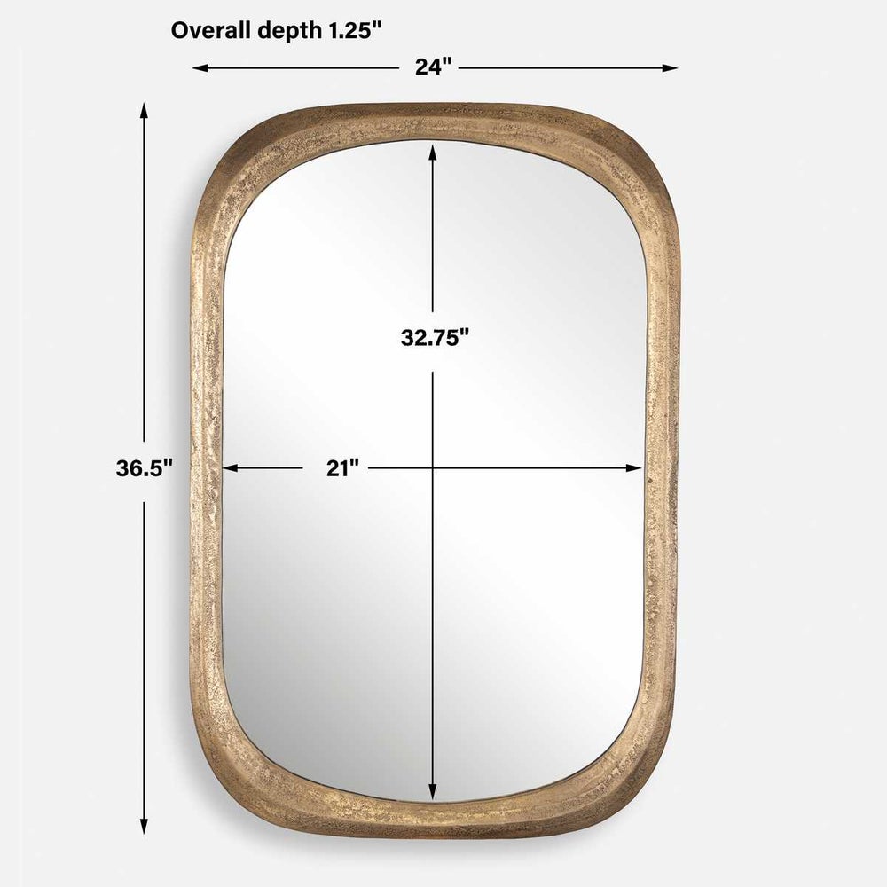 Textured Brass Mirror with Rounded Corners