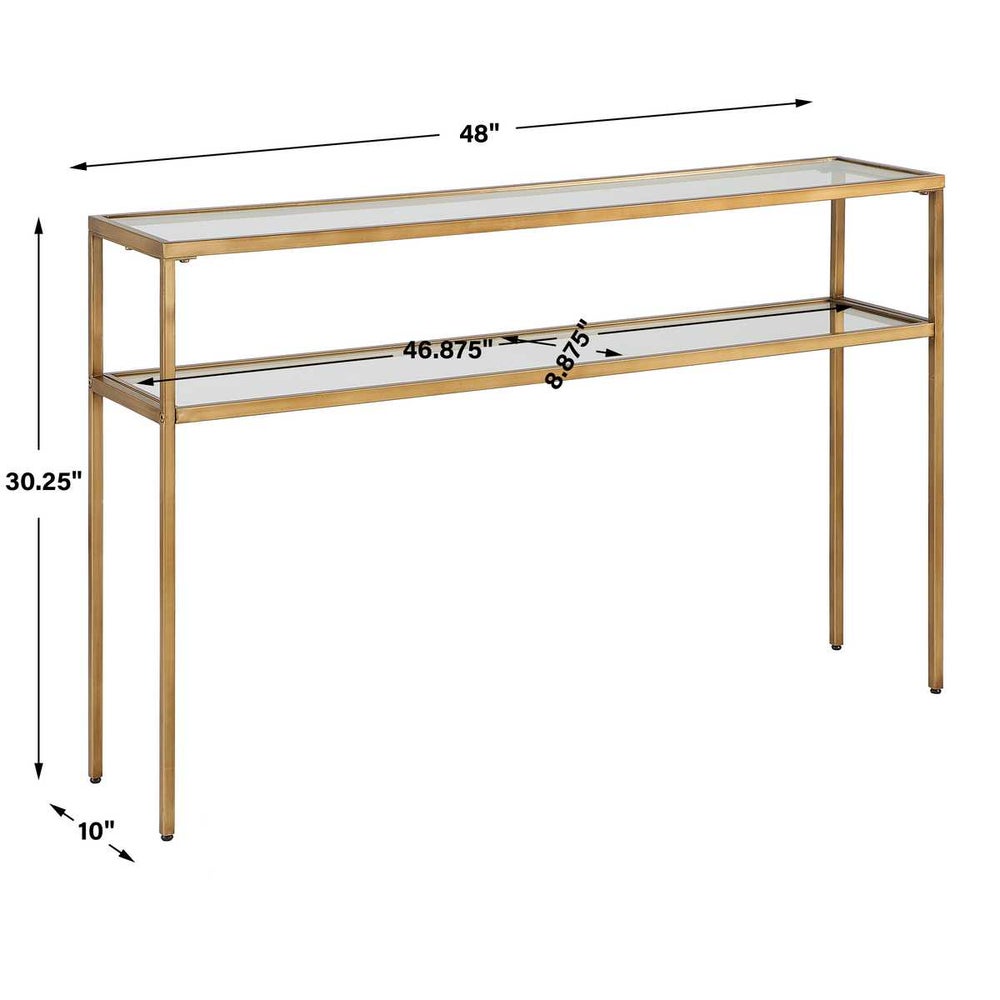 Gold and Glass Long Narrow Console