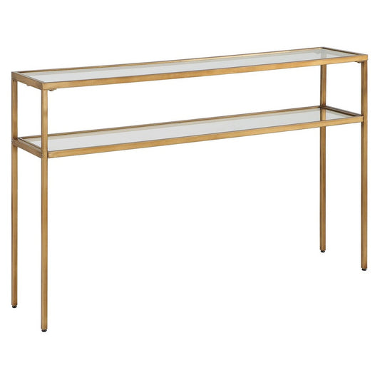 Gold and Glass Long Narrow Console