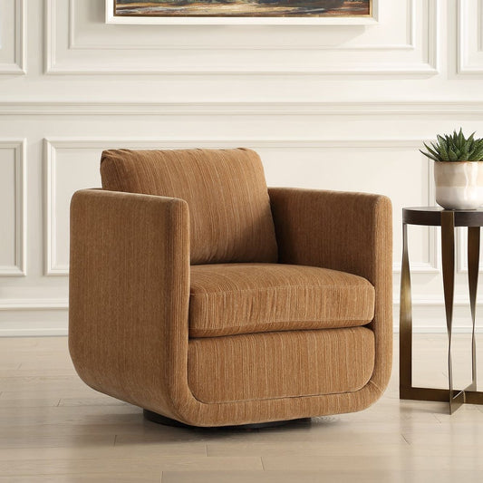 Chenille Rounded Frame Swivel Chair