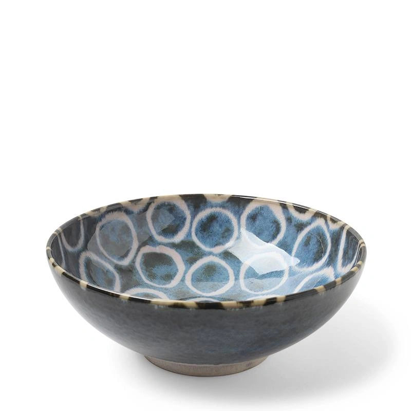 Rustic White Circles 8.5" Shallow Bowl
