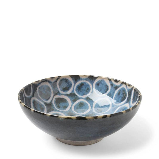 Rustic White Circles 8.5" Shallow Bowl