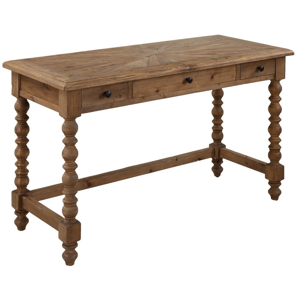 Reclaimed Fir Wood Desk with 3 Drawers