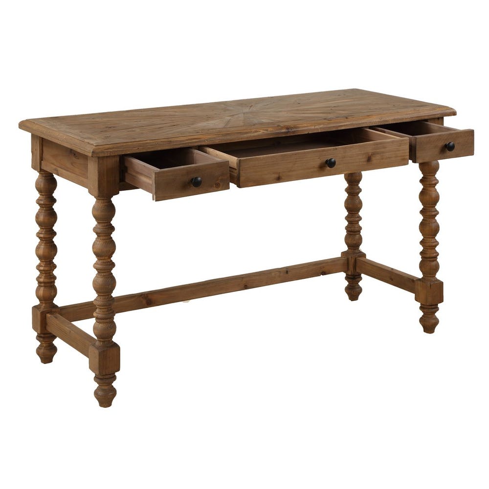 Reclaimed Fir Wood Desk with 3 Drawers