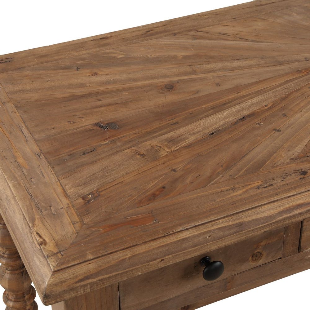 Reclaimed Fir Wood Desk with 3 Drawers