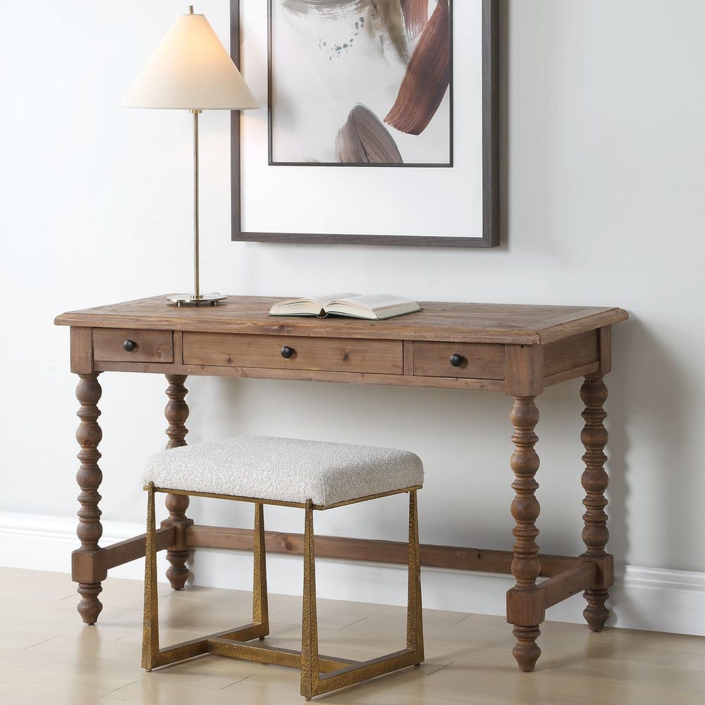 Reclaimed Fir Wood Desk with 3 Drawers