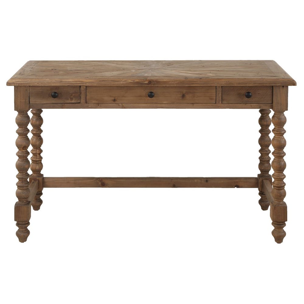 Reclaimed Fir Wood Desk with 3 Drawers