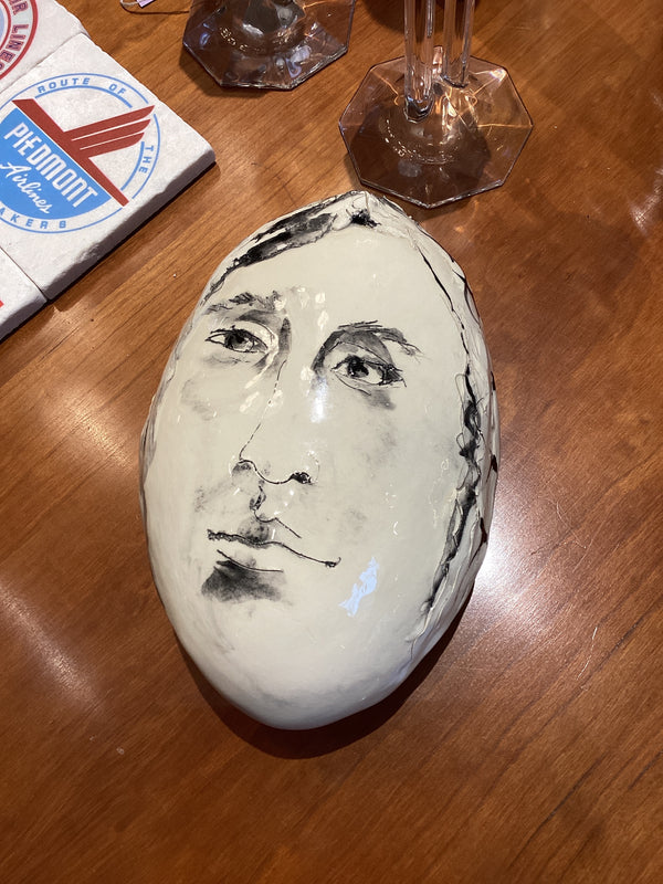 Ceramic Oval Face Sculpture