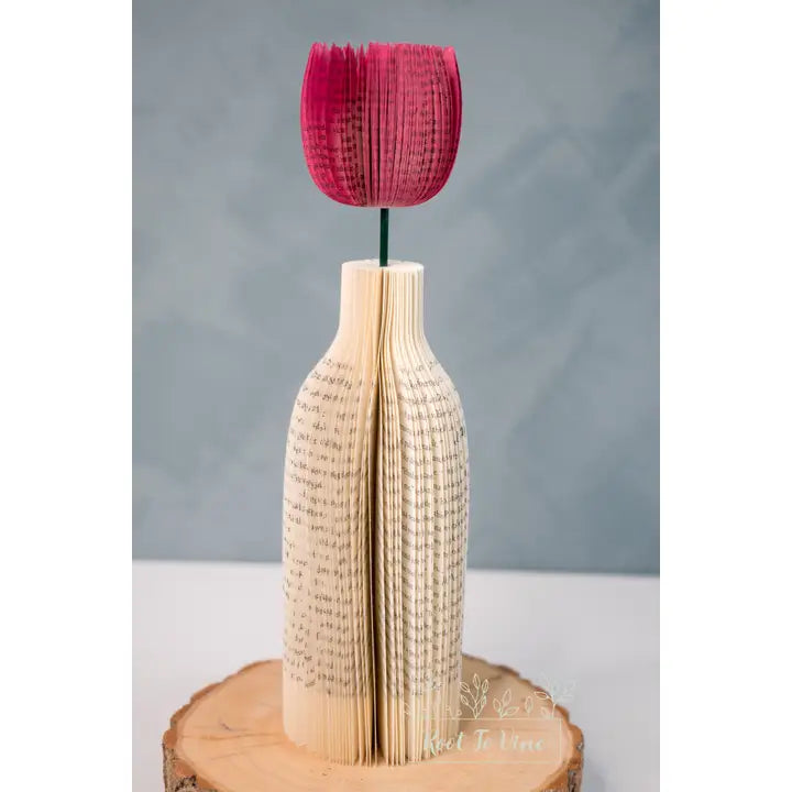 Used Book Paper Tulip In Vase (Assorted Colors)
