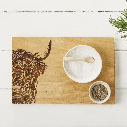 Highland Cow Oak Serving Board